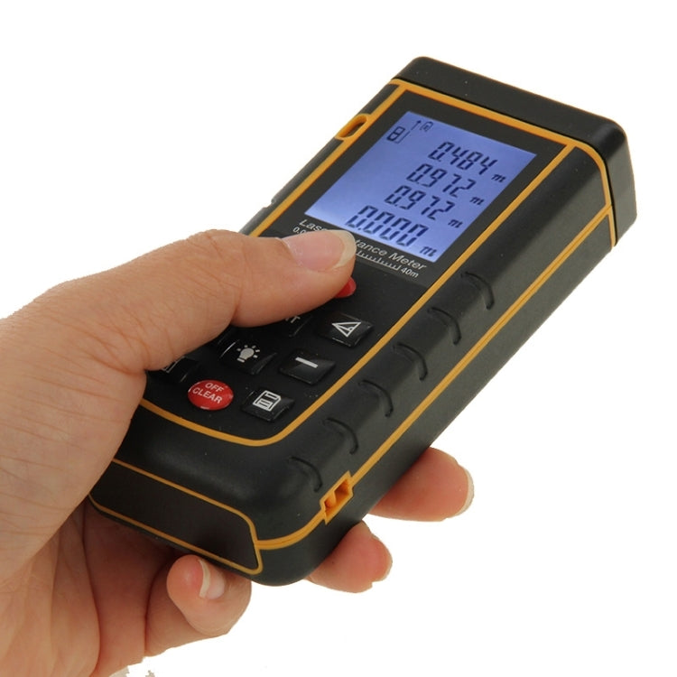 RZ-A40 เครื่องวัดระยะด้วยเลเซอร์แบบมือถือ LCD ขนาด 1.9 นิ้ว 40 ม. พร้อมฟองวัดระดับ