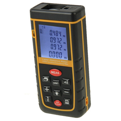 RZ-A60 เครื่องวัดระยะด้วยเลเซอร์แบบมือถือ LCD ขนาด 1.9 นิ้ว 60 ม. พร้อมฟองวัดระดับ