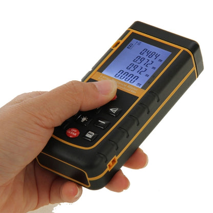 RZ-A60 เครื่องวัดระยะด้วยเลเซอร์แบบมือถือ LCD ขนาด 1.9 นิ้ว 60 ม. พร้อมฟองวัดระดับ