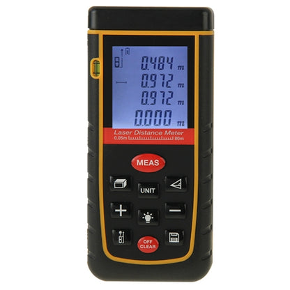 RZ-A80 เครื่องวัดระยะด้วยเลเซอร์แบบมือถือ LCD ขนาด 1.9 นิ้ว 80 ม. พร้อมฟองวัดระดับ