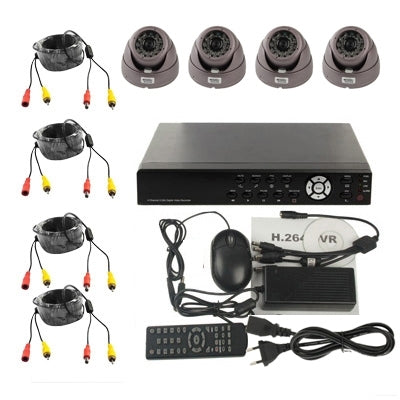 ชุดเครื่องบันทึกวิดีโอดิจิตอลแบบฝัง 4-CH (1 / 3 Sony CCD, 650TVL, 24 x IR LED, เลนส์ 6 มม., ระยะ IR: 25 ม., H.264 (8204EV+622A), 8204EV+622A, 1 / 3 Sony CCD, 650TVL
