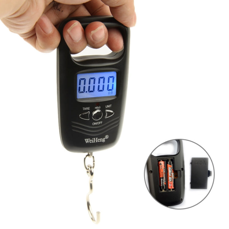 50kg x 10g LCD กระเป๋าเดินทางอิเล็กทรอนิกส์ตะขอเครื่องชั่งน้ำหนัก (WH-A17), WH-A17