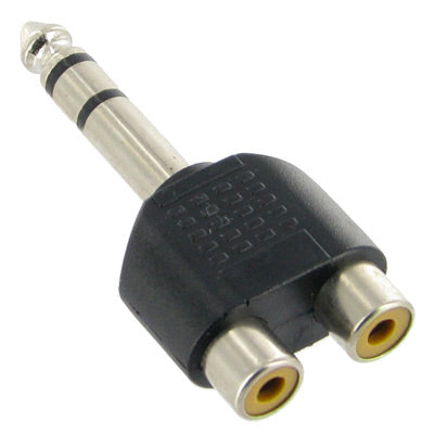 อะแดปเตอร์แจ็คหูฟังสเตอริโอ RCA ชาย 6.35 มม. ถึง 2 ตัว, 6.35mm to 2 RCA Female