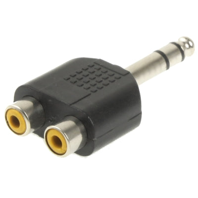 อะแดปเตอร์แจ็คหูฟังสเตอริโอ RCA ชาย 6.35 มม. ถึง 2 ตัว, 6.35mm to 2 RCA Female