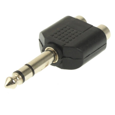 อะแดปเตอร์แจ็คหูฟังสเตอริโอ RCA ชาย 6.35 มม. ถึง 2 ตัว, 6.35mm to 2 RCA Female
