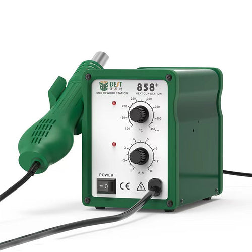 BEST BST-858+ AC 220V 50Hz 650W ปืนลมร้อนไร้สารตะกั่วปรับอุณหภูมิได้พร้อมลานลม, BST-858+ EU Plug, BST-858+ US Plug