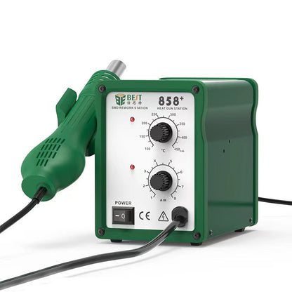 BEST BST-858+ AC 220V 50Hz 650W ปืนลมร้อนไร้สารตะกั่วปรับอุณหภูมิได้พร้อมลานลม, BST-858+ EU Plug, BST-858+ US Plug