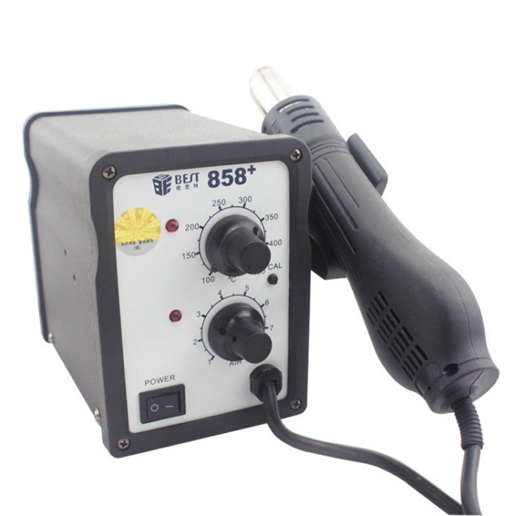 BEST BST-858+ AC 220V 50Hz 650W ปืนลมร้อนไร้สารตะกั่วปรับอุณหภูมิได้พร้อมลานลม, BST-858+ EU Plug, BST-858+ US Plug