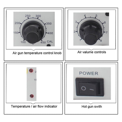 BEST BST-858+ AC 220V 50Hz 650W ปืนลมร้อนไร้สารตะกั่วปรับอุณหภูมิได้พร้อมลานลม, BST-858+ EU Plug, BST-858+ US Plug