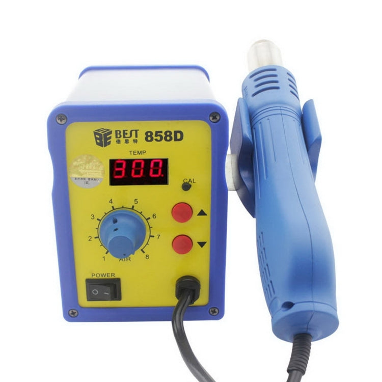 BEST BST-858D AC 220V 50Hz 650W LED Displayer อุณหภูมิที่ปรับได้ปืนลมร้อนไร้สารตะกั่วพร้อมลานลม, BST-858D US Plug