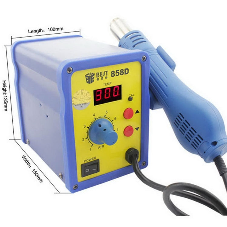 BEST BST-858D AC 220V 50Hz 650W LED Displayer อุณหภูมิที่ปรับได้ปืนลมร้อนไร้สารตะกั่วพร้อมลานลม, BST-858D US Plug