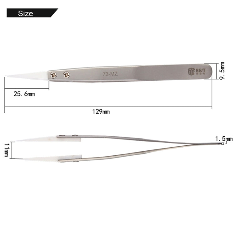 BEST BST-72-MZ 302 แหนบปลายเซรามิกทนต่ออุณหภูมิสูงสแตนเลส, BST-72-MZ