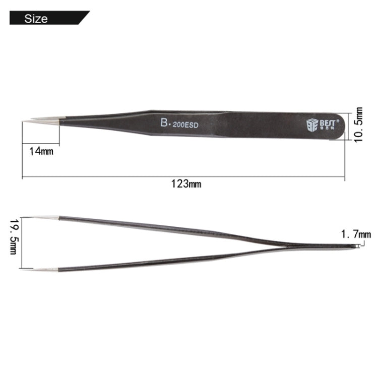 BEST BST-200ESD 202 แหนบปลายสแตนเลสป้องกันไฟฟ้าสถิตย์, BST-200ESD