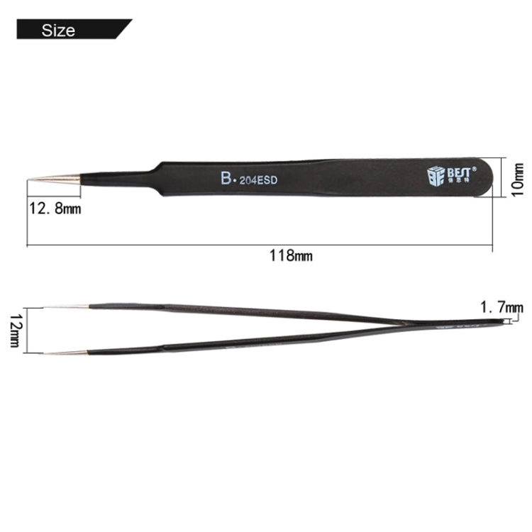 BEST BST-204ESD 202 แหนบปลายสแตนเลสป้องกันไฟฟ้าสถิตย์, BST-204ESD