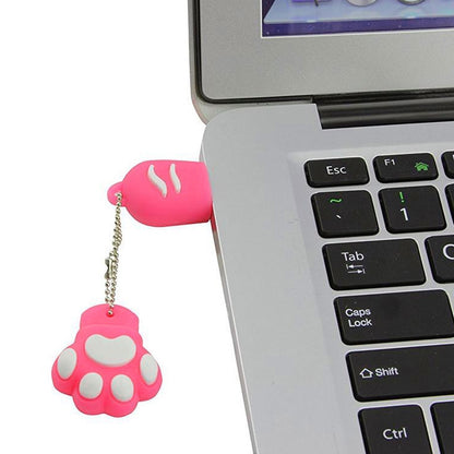 แฟลชดิสก์ซิลิโคนรูปอุ้งเท้าหมี 8GB USB 2.0 พร้อมถ้วยป้องกันฝุ่น, 8GB (Red Plum)