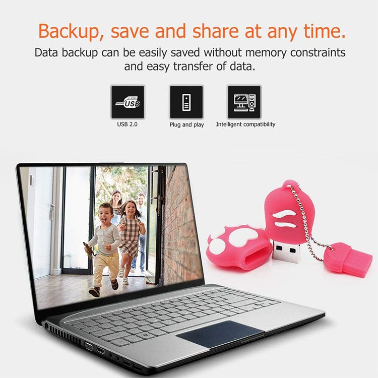 แฟลชดิสก์ซิลิโคนรูปอุ้งเท้าหมี 8GB USB 2.0 พร้อมถ้วยป้องกันฝุ่น, 8GB (Red Plum)