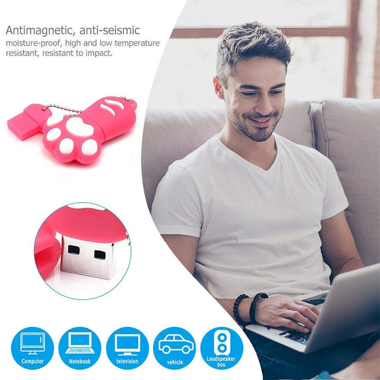 แฟลชดิสก์ซิลิโคนรูปอุ้งเท้าหมี 8GB USB 2.0 พร้อมถ้วยป้องกันฝุ่น, 8GB (Red Plum)