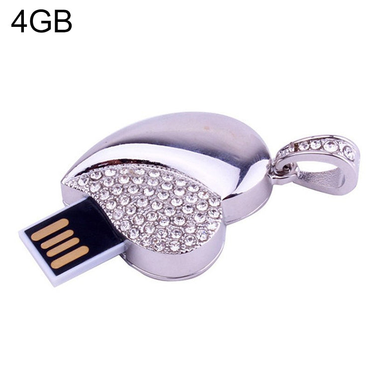 เครื่องประดับเพชรรูปหัวใจสีเงิน USB แฟลชดิสก์ พิเศษสำหรับของขวัญวันวาเลนไทน์, 2GB, 4GB, 8GB, 16GB, 32GB