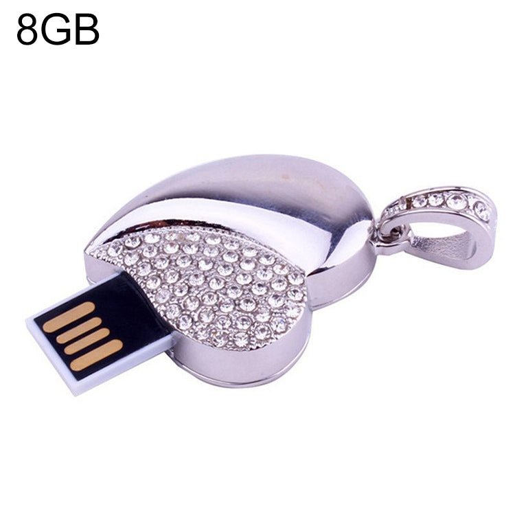 เครื่องประดับเพชรรูปหัวใจสีเงิน USB แฟลชดิสก์ พิเศษสำหรับของขวัญวันวาเลนไทน์, 2GB, 4GB, 8GB, 16GB, 32GB