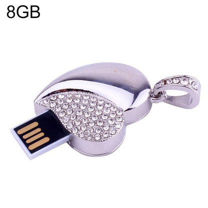 เครื่องประดับเพชรรูปหัวใจสีเงิน USB แฟลชดิสก์ พิเศษสำหรับของขวัญวันวาเลนไทน์, 2GB, 4GB, 8GB, 16GB, 32GB