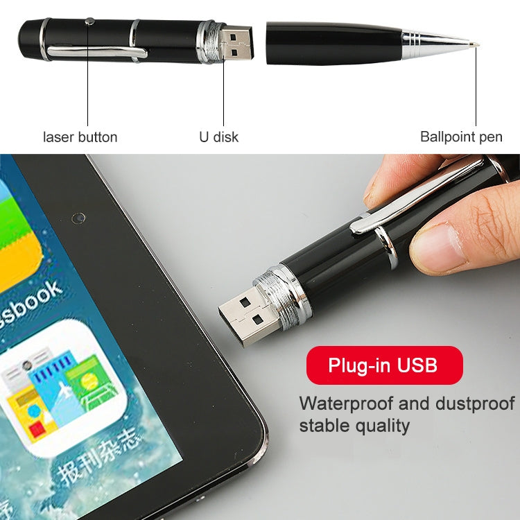 แฟลชดิสก์ USB แบบปากกาเลเซอร์ 3 in 1, 16GB (สีดำ), 16GB (Black)