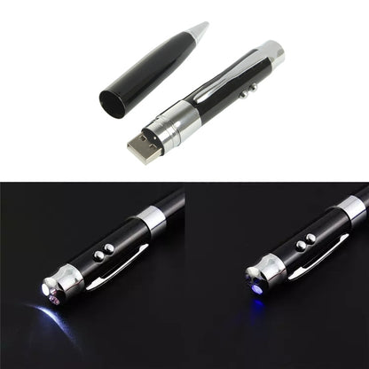 แฟลชดิสก์ USB แบบปากกาเลเซอร์ 3 in 1, สีเงิน (16GB), 2GB (Silver), 4GB (Silver), 8GB (Silver), 16GB (Silver), 2GB (Black), 4GB (Black), 8GB (Black), 16GB (Black)