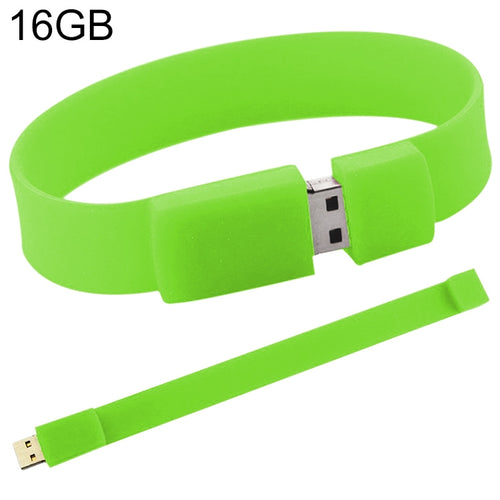กำไลซิลิโคนขนาด 16GB USB 2.0 แฟลชดิสก์, 16GB (Green)