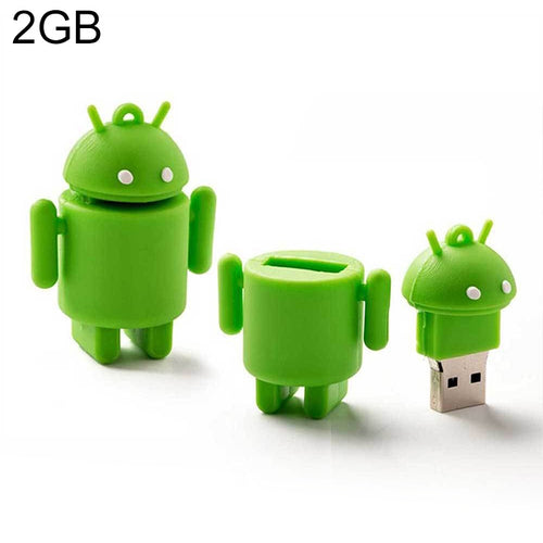 แฟลชดิสก์ USB สไตล์หุ่นยนต์ Android (สีเขียว), 2GB
