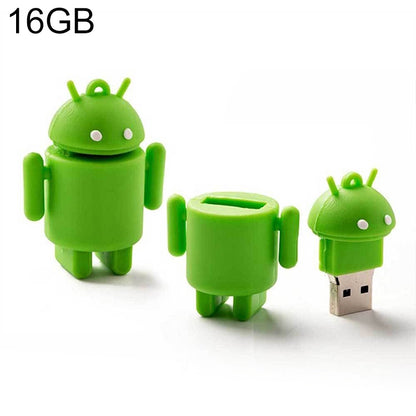แฟลชดิสก์ USB สไตล์หุ่นยนต์ Android 16GB (สีเขียว), 16GB