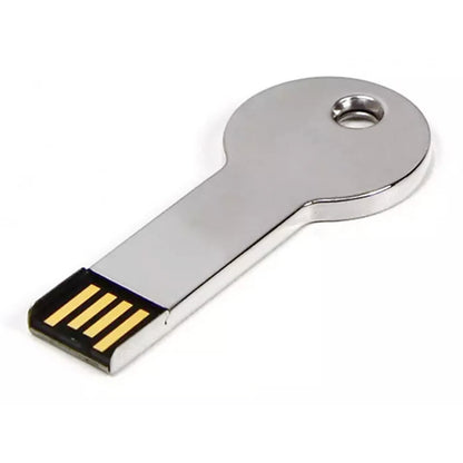 แฟลชดิสก์ USB 2.0 สไตล์คีย์โลหะสีเงิน (32GB) (สีเงิน), 32GB