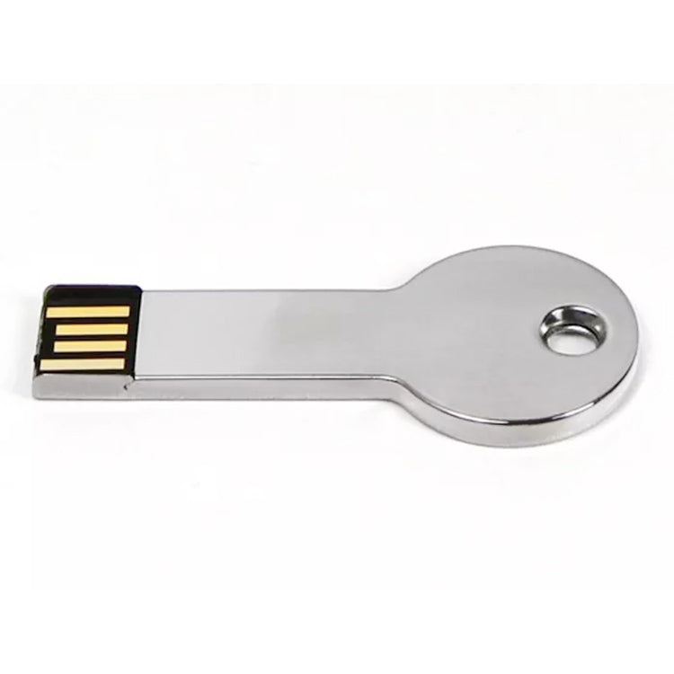 แฟลชดิสก์ USB 2.0 สไตล์คีย์โลหะสีเงิน (32GB) (สีเงิน), 32GB