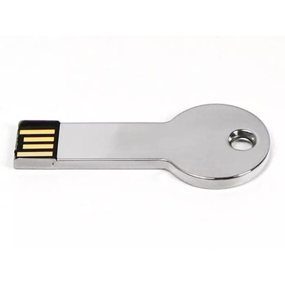 แฟลชดิสก์ USB 2.0 สไตล์คีย์โลหะสีเงิน (32GB) (สีเงิน), 32GB