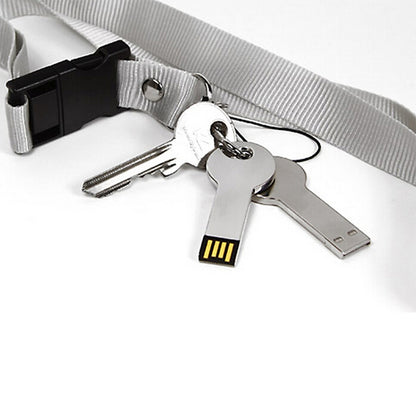 แฟลชดิสก์ USB 2.0 สไตล์คีย์โลหะสีเงิน (32GB) (สีเงิน), 32GB