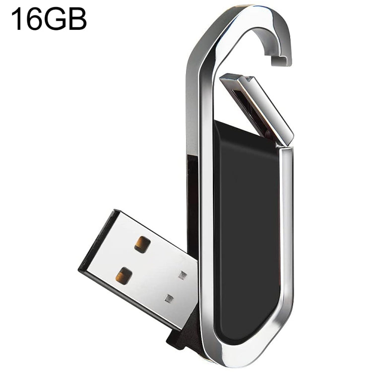 แฟลชดิสก์พวงกุญแจโลหะสไตล์ USB 2.0 ขนาด 16GB (สีดำ), 16GB (Black)