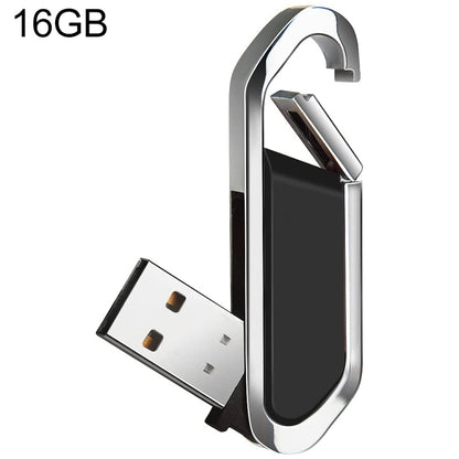 แฟลชดิสก์พวงกุญแจโลหะสไตล์ USB 2.0 ขนาด 16GB (สีดำ), 16GB (Black)