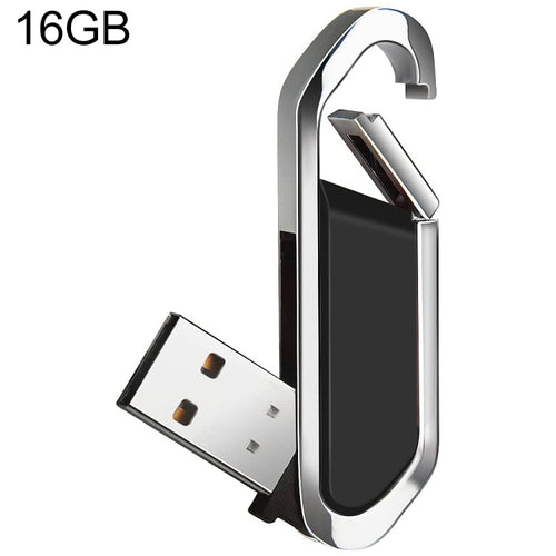 แฟลชดิสก์พวงกุญแจโลหะสไตล์ USB 2.0 ขนาด 16GB (สีดำ), 16GB (Black)