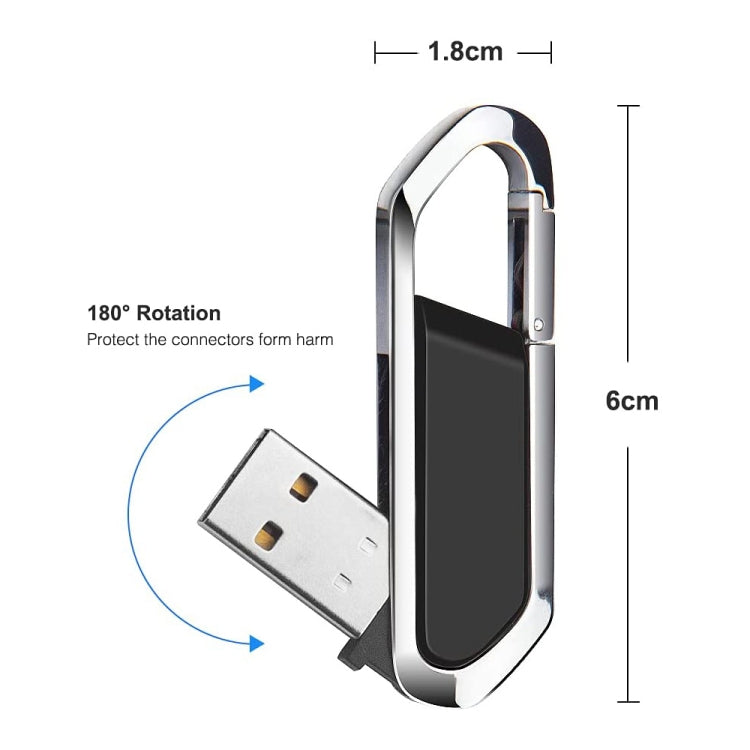 แฟลชดิสก์พวงกุญแจโลหะสไตล์ USB 2.0 ขนาด 16GB (สีดำ), 16GB (Black)