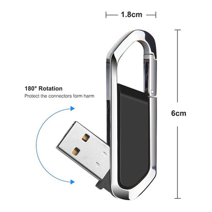 แฟลชดิสก์พวงกุญแจโลหะสไตล์ USB 2.0 ขนาด 16GB (สีดำ), 16GB (Black)