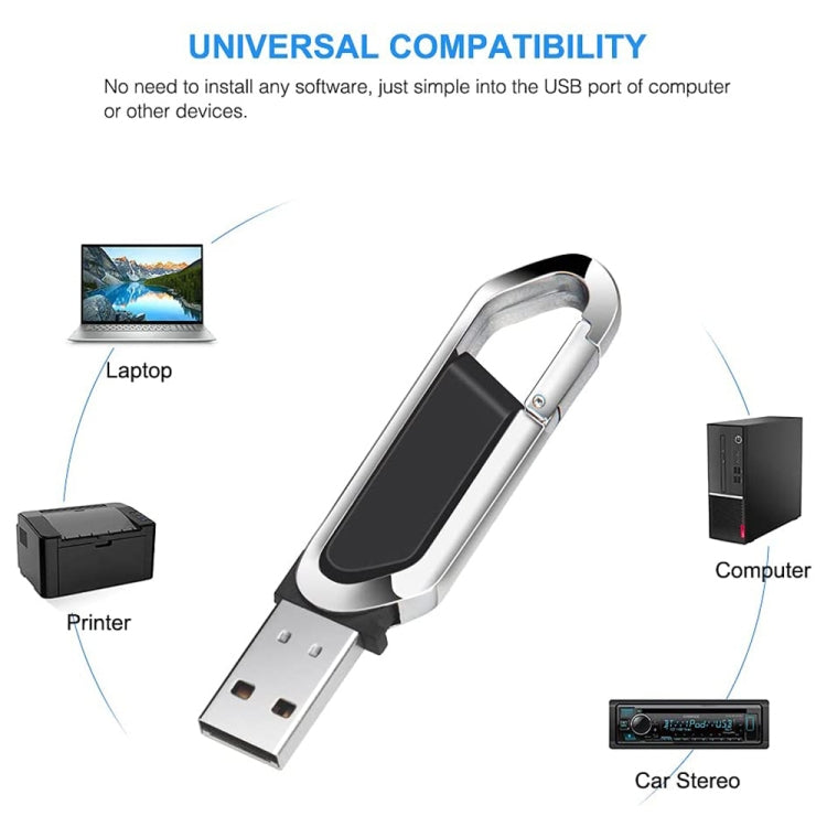 แฟลชดิสก์พวงกุญแจโลหะสไตล์ USB 2.0 ขนาด 16GB (สีดำ), 16GB (Black)