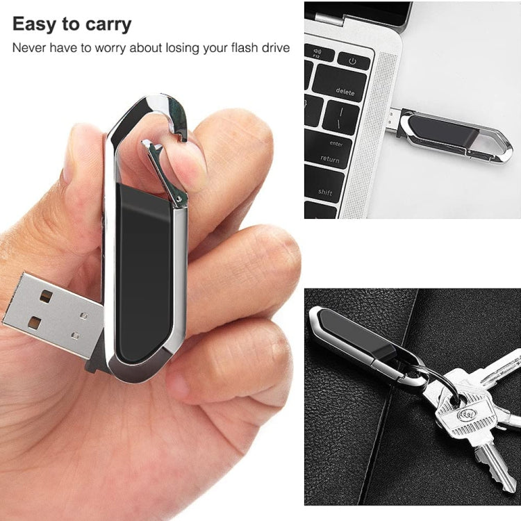 แฟลชดิสก์พวงกุญแจโลหะสไตล์ USB 2.0 ขนาด 16GB (สีดำ), 16GB (Black)