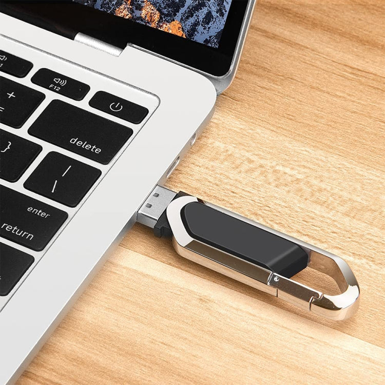 แฟลชดิสก์พวงกุญแจโลหะสไตล์ USB 2.0 ขนาด 16GB (สีดำ), 16GB (Black)