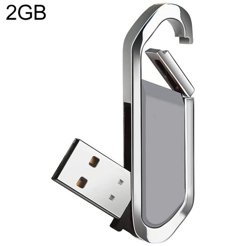 แฟลชดิสก์พวงกุญแจโลหะสไตล์ USB 2.0 ขนาด 2GB (สีเทา), 2GB (Grey)