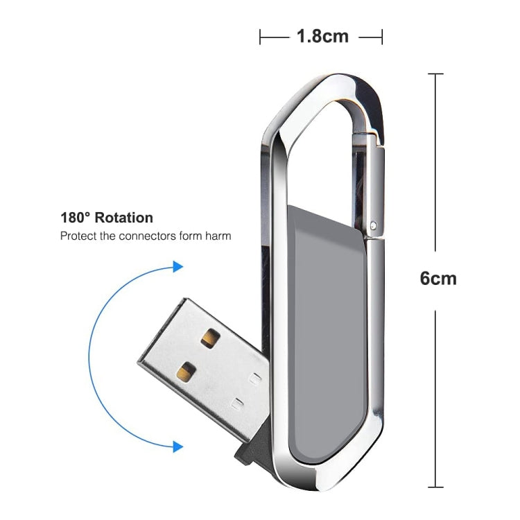 แฟลชดิสก์พวงกุญแจโลหะสไตล์ USB 2.0 ขนาด 2GB (สีเทา), 2GB (Grey)