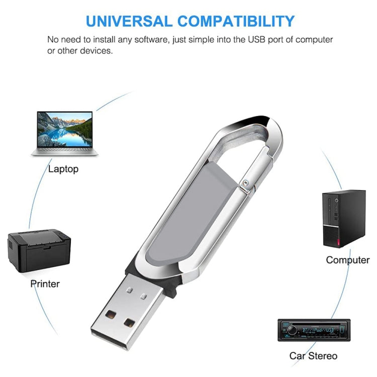 แฟลชดิสก์พวงกุญแจโลหะสไตล์ USB 2.0 ขนาด 2GB (สีเทา), 2GB (Grey)
