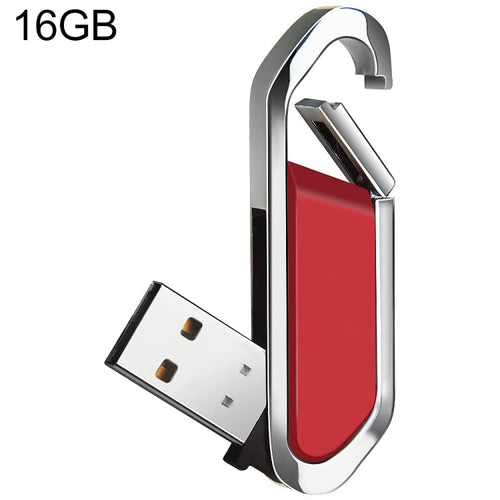 แฟลชดิสก์พวงกุญแจโลหะสไตล์ USB 2.0 ขนาด 16GB (สีแดง), 16GB (Red)
