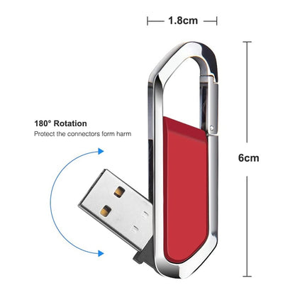 แฟลชดิสก์พวงกุญแจโลหะสไตล์ USB 2.0 ขนาด 16GB (สีแดง), 16GB (Red)