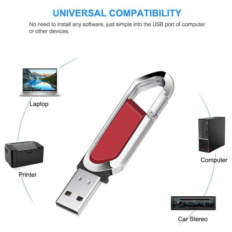 แฟลชดิสก์พวงกุญแจโลหะสไตล์ USB 2.0 ขนาด 16GB (สีแดง), 16GB (Red)