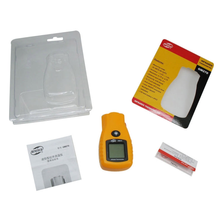 BENETECH เครื่องวัดอุณหภูมิอินฟราเรดดิจิตอลขนาดเล็ก ช่วงอุณหภูมิ -32 - 280 องศา (GM270), GM270