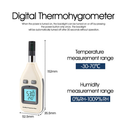 BENETECH GM1362 เครื่องวัดอุณหภูมิและความชื้นแบบดิจิตอลหน้าจอขนาด 1.45 นิ้ว, GM1362