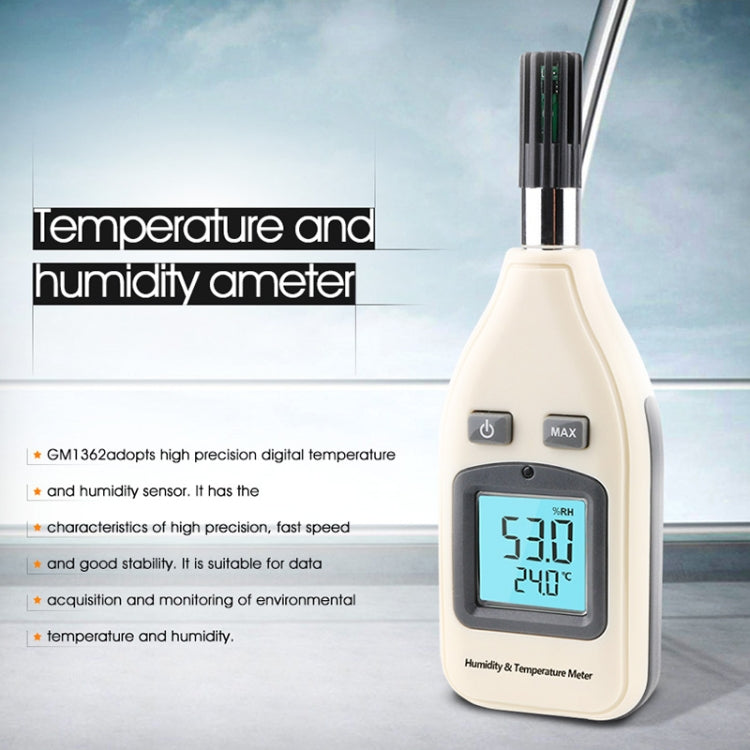 BENETECH GM1362 เครื่องวัดอุณหภูมิและความชื้นแบบดิจิตอลหน้าจอขนาด 1.45 นิ้ว, GM1362